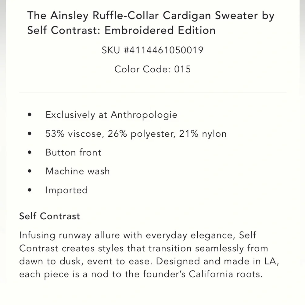ANTHROPOLOGIE | The Ainsley Ruffle-Collar Cardigan - Picture 3 of 5